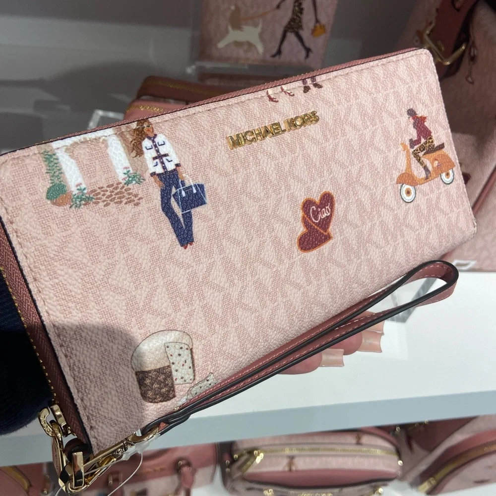 Michael Kors MK Jet Set Girls Powder Blush Continental Wallet